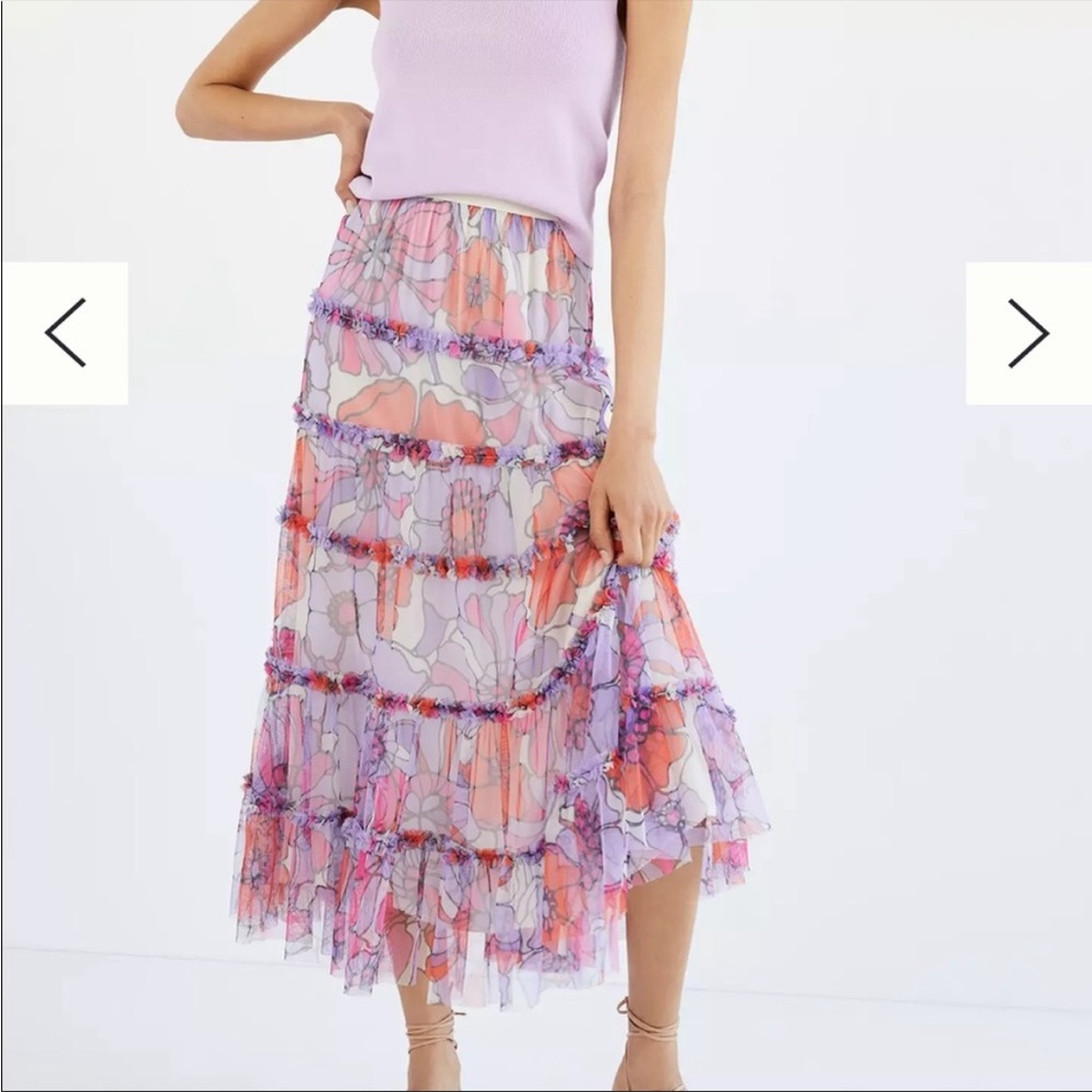Anthropologie Maeve tiered tulle maxi skirt - size M medium